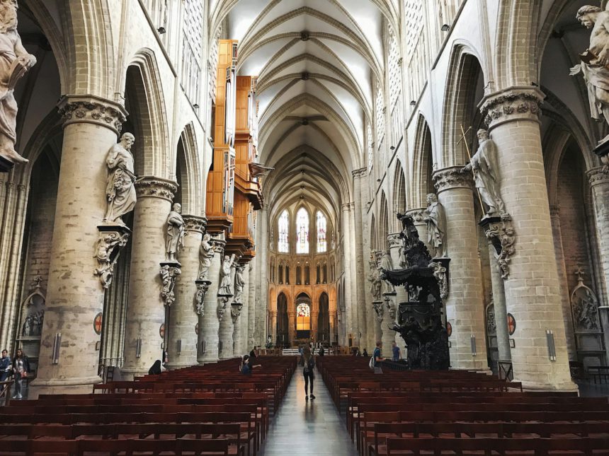 Cathedral ceilings of a church